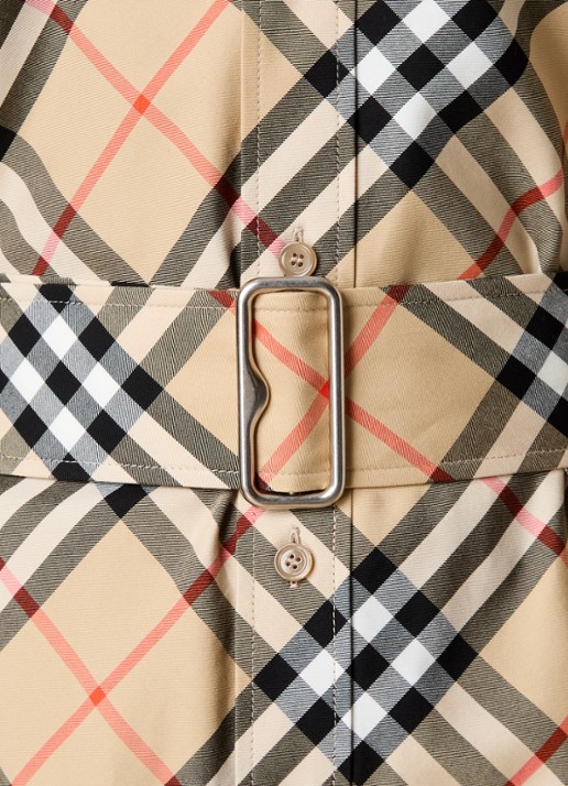 Burberry Mini blousejurk met ruitdessin en strikceintuur - detail 2 camel