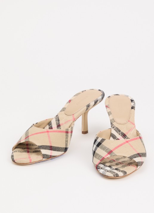Burberry Muiltje met ruit dessin - detail 4 zand