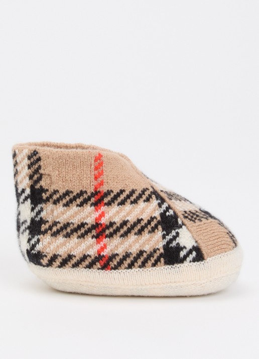 Burberry N1 Quinton babyslofje in kasjmierblend  - voorkant zand