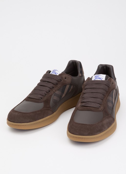 Burberry New Terrace sneaker van kalfsleer met details van kalfssuède - detail 3 donkerbruin