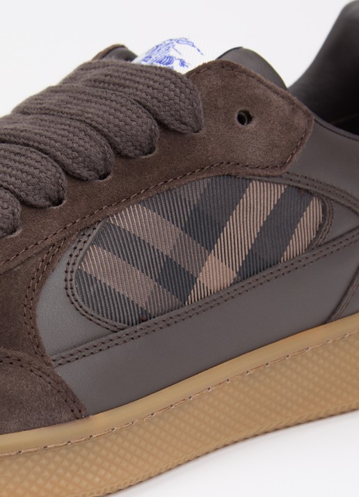 Burberry New Terrace sneaker van kalfsleer met details van kalfssuède - detail 6 donkerbruin
