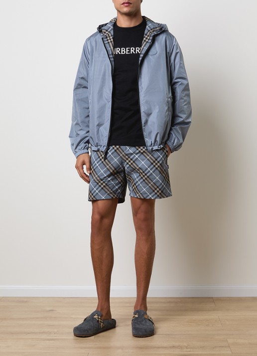 Burberry Newport reversible jack met ritszakken en capuchon - voorkant 2 staalblauw