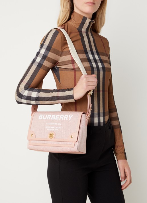 Burberry Note crossbodytas van kalfsleer - voorkant 6 lichtroze
