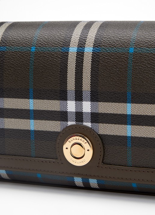 Burberry Note handtas van kalfsleer met ruitdessin en afneembare schouderriem - detail 7 taupe