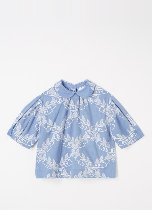 Burberry Oak Leaf blouse met logoprint - voorkant lichtblauw
