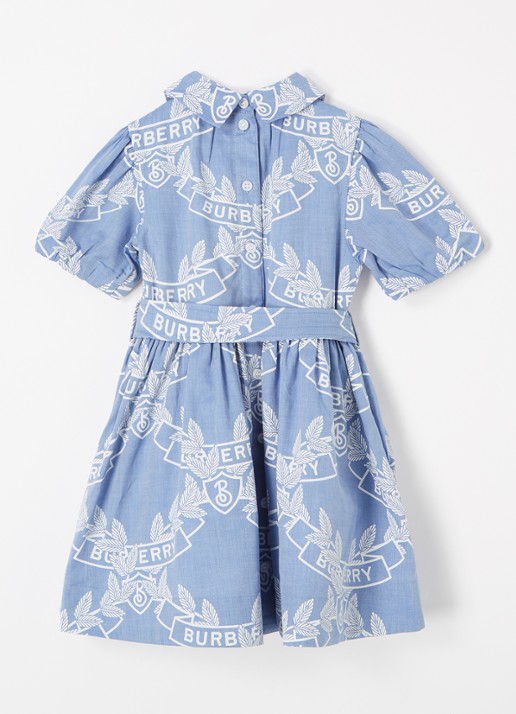 Burberry Oak Leaf blousejurk met logo - achterkant lichtblauw