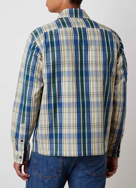 Burberry Ollie regular fit overhemd in linnenblend met ruitdessin - achterkant 3 petrol