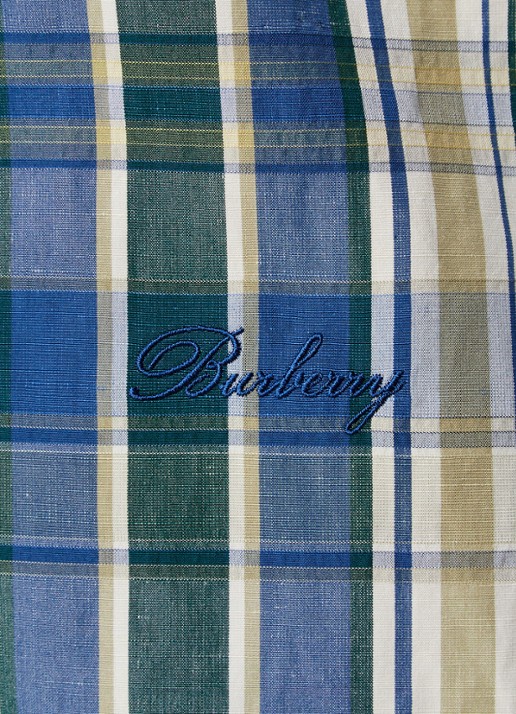 Burberry Ollie regular fit overhemd in linnenblend met ruitdessin - detail 2 petrol