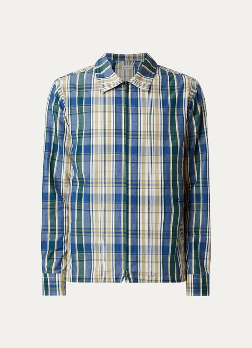 Burberry Ollie regular fit overhemd in linnenblend met ruitdessin - voorkant 4 petrol