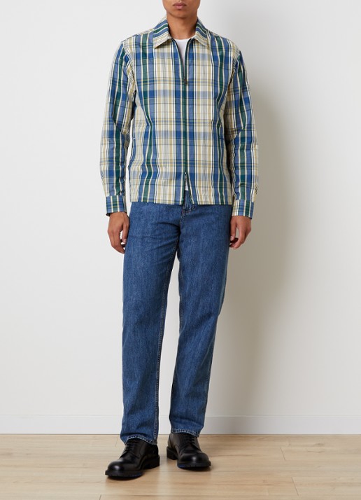 Burberry Ollie regular fit overhemd in linnenblend met ruitdessin - voorkant 5 petrol