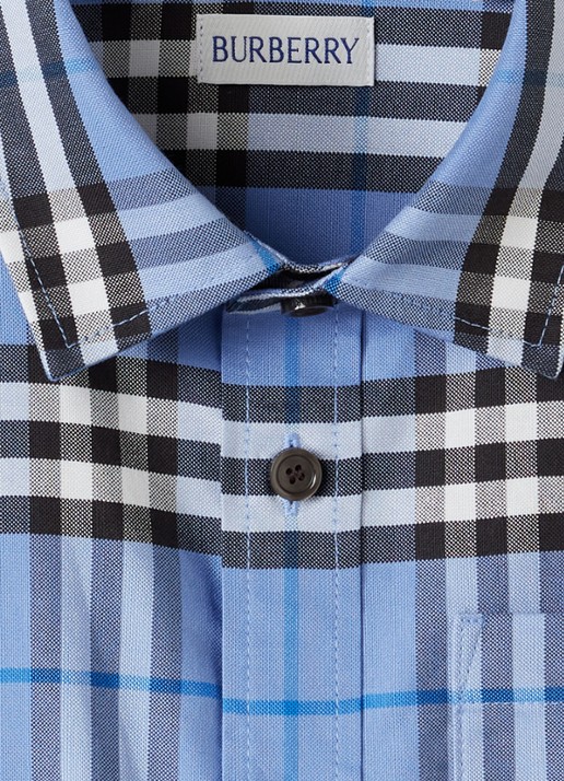 Burberry Owen overhemd met ruitdessin - detail 3 blauwgrijs