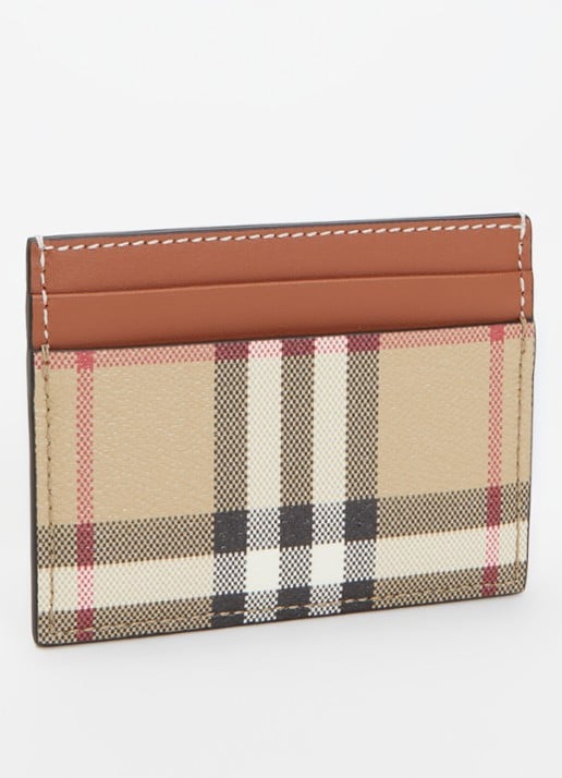Burberry Pasjeshouder van kalfsleer met ruitdessin - achterkant bruin