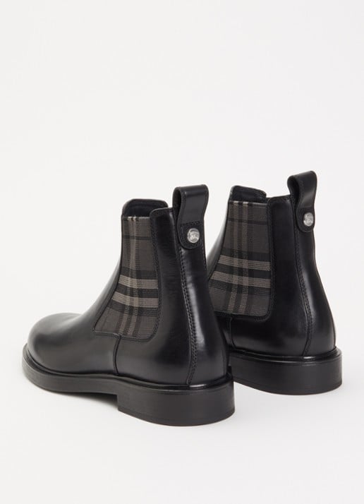Burberry Pembroke Chelsea boot van kalfsleer met ruitdessin - achterkant 4 zwart