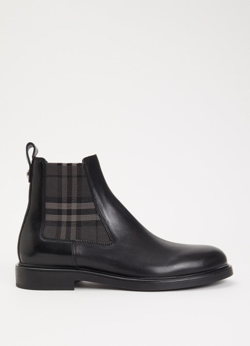 Burberry Pembroke Chelsea boot van kalfsleer met ruitdessin