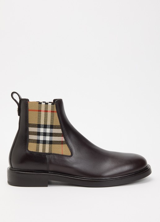 Burberry Pembroke Chelsea boot van kalfsleer met ruitdessin