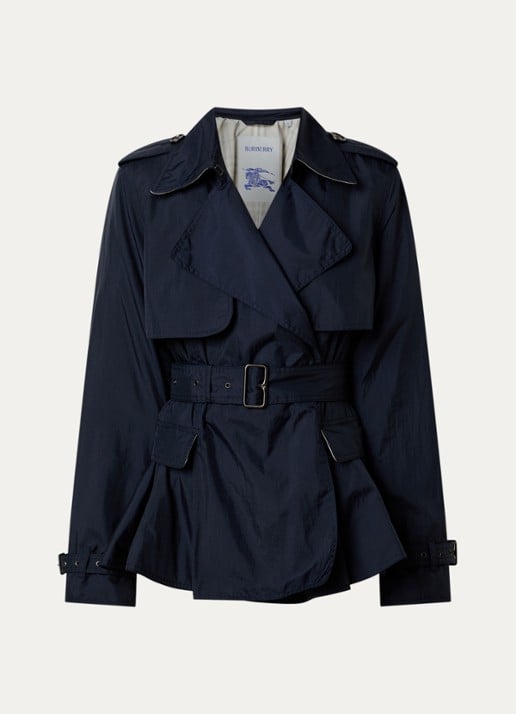Burberry Pembury trenchcoat met peplum en klepzakken - voorkant donkerblauw