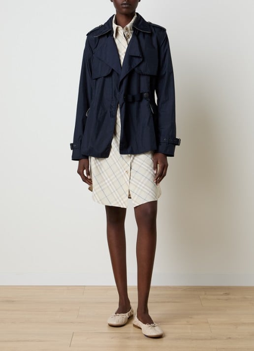 Burberry Pembury trenchcoat met peplum en klepzakken - voorkant 2 donkerblauw