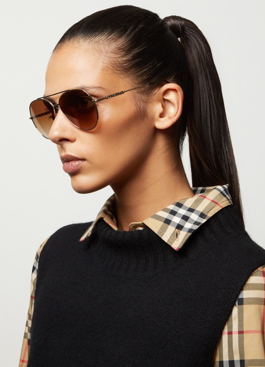 Burberry Piloten zonnebril BE3147 - voorkant 2 goud