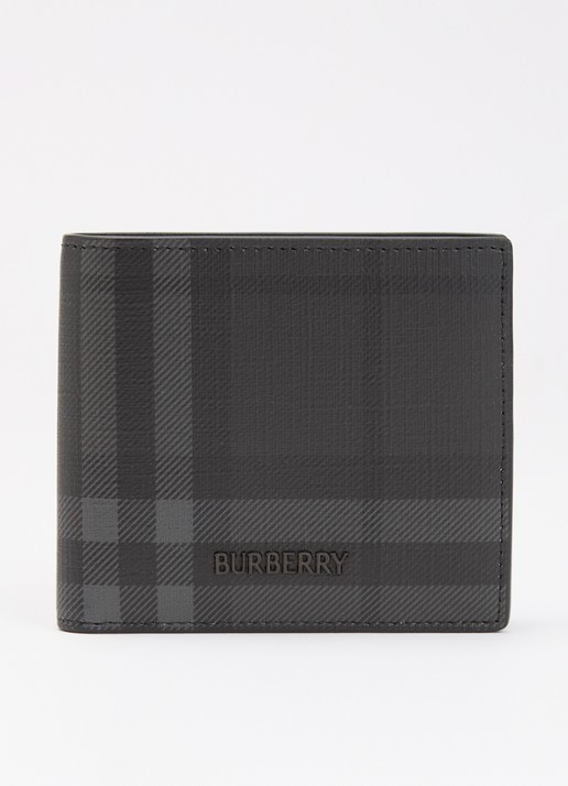 Burberry Portemonnee van imitatieleer met ruitdessin - voorkant 2 antraciet