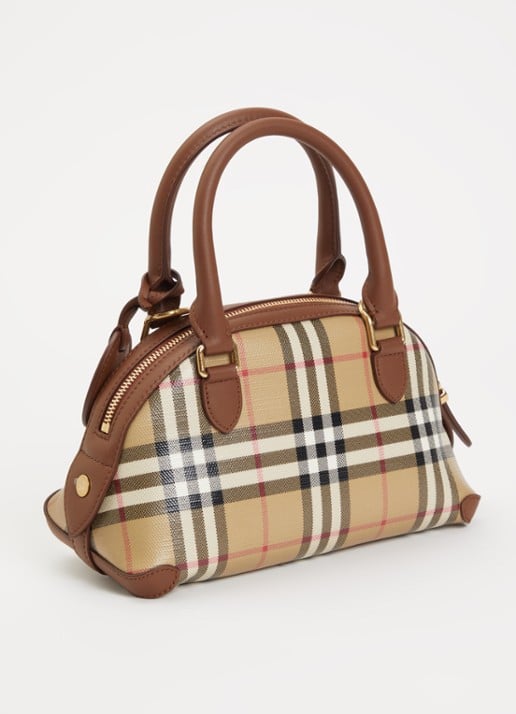 Burberry Primrose mini handtas met ruitdessin en details van kalfsleer - achterkant 5 bruin