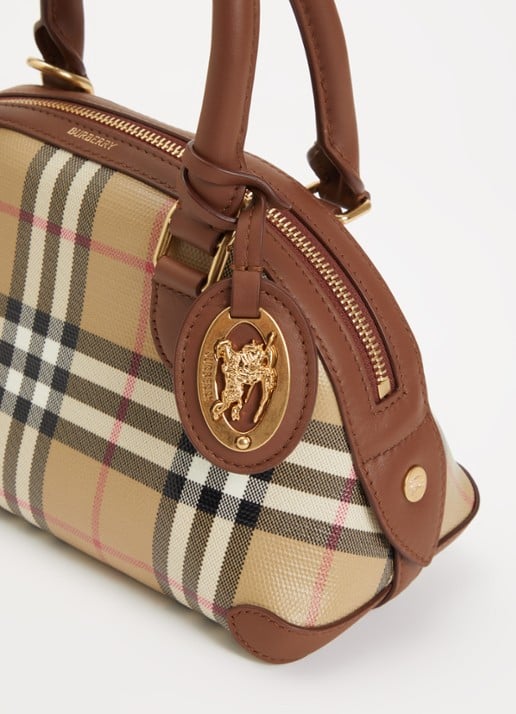 Burberry Primrose mini handtas met ruitdessin en details van kalfsleer - detail 3 bruin