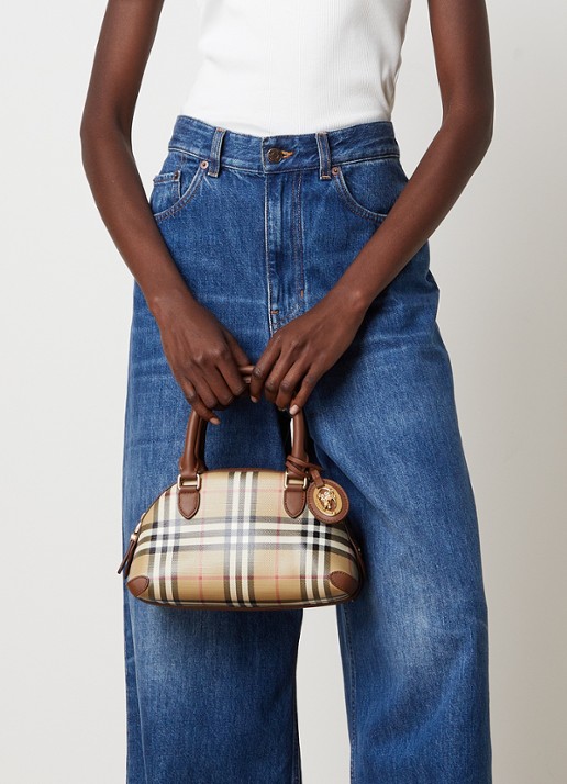 Burberry Primrose mini handtas met ruitdessin en details van kalfsleer - voorkant 6 bruin