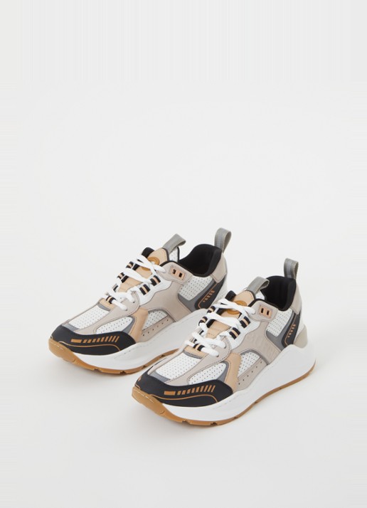 Burberry Ramsey sneaker met kalfsleren details - detail 3 donkerbeige