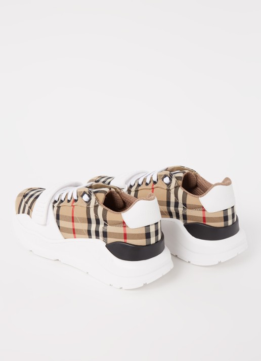 Burberry Regis sneaker met kalfsleren details - detail 4 beige