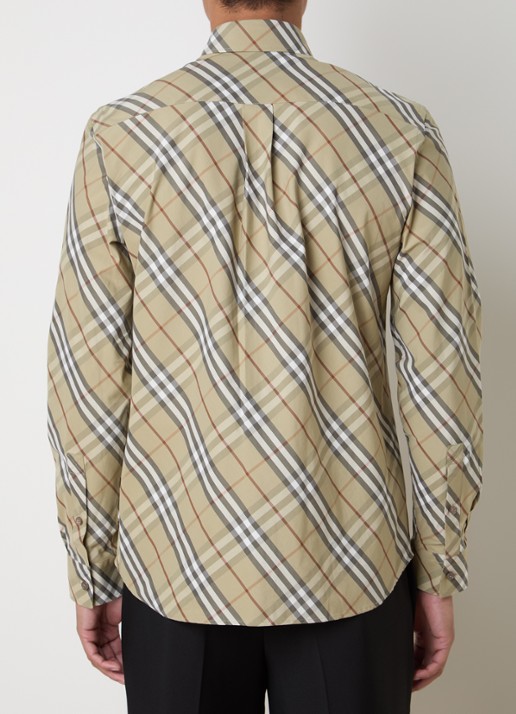 Burberry Robert regular fit overhemd met ruitdessin - achterkant 3 khaki