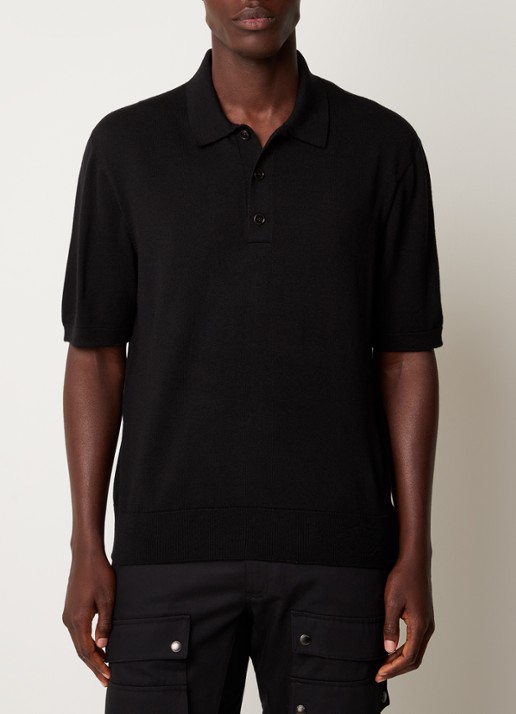 Burberry Rowanson regular fit fijgebreide polo in zijdeblend - detail 3 zwart