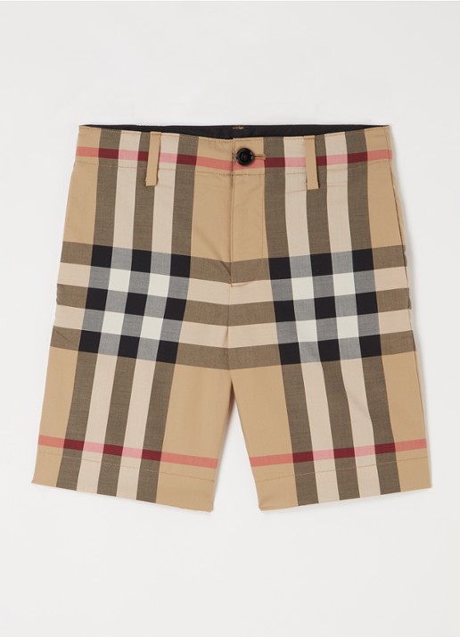 Burberry Royston korte chino met logoprint - voorkant beige