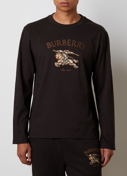 Burberry Ryan longsleeve met logoborduring - detail 4 chocoladebruin