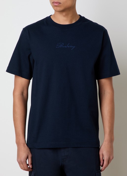 Burberry Ryan T-shirt met logoborduring - achterkant donkerblauw