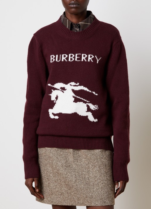 Burberry Scarlett fijngebreide trui in kasjmier wolblend met ingebreid logo