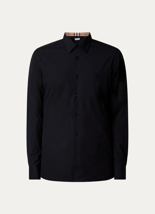 Burberry Sherfield slim fit overhemd met stretch  - voorkant 3 zwart
