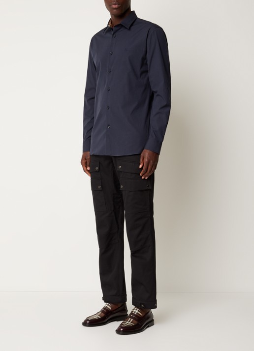 Burberry Sherfield slim fit overhemd met stretch  - voorkant 2 blauw
