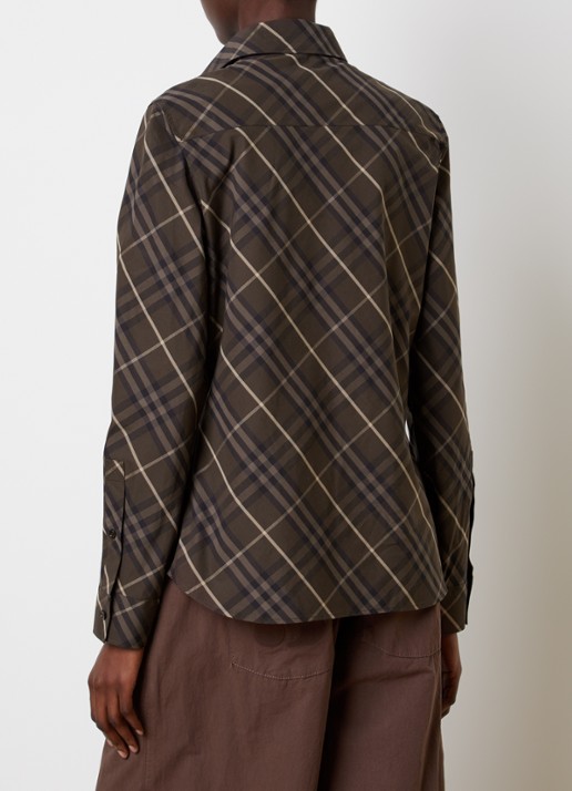 Burberry Simone blouse met ruitdessin - achterkant 5 donkerbruin