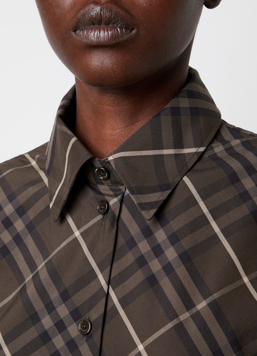 Burberry Simone blouse met ruitdessin - detail 2 donkerbruin