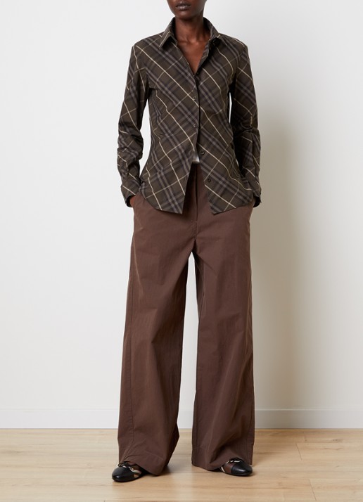 Burberry Simone blouse met ruitdessin - voorkant 4 donkerbruin