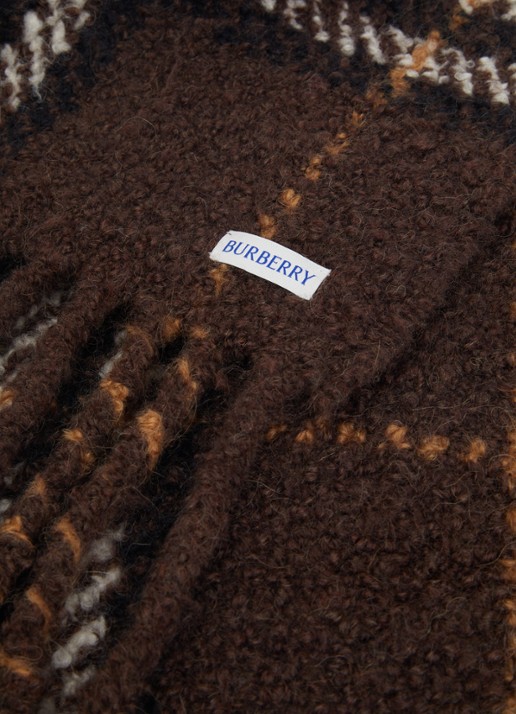Burberry Sjaal in alpaca wolblend met ruitdessin 168 x 30 cm - detail bruin