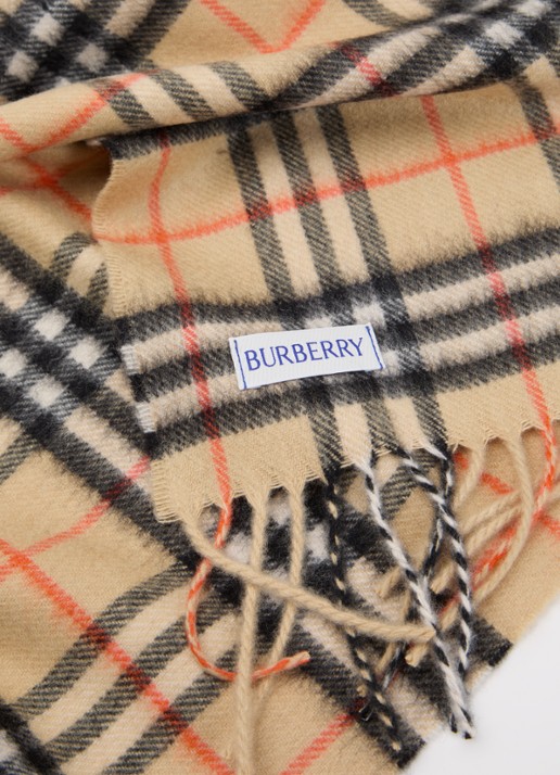 Burberry Sjaal van kasjmier met ruitdessin 125 x 25 cm - detail 2 zand