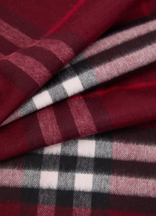 Burberry Sjaal van kasjmier met ruitdessin 170 x 30 cm  - detail 2 donkerrood