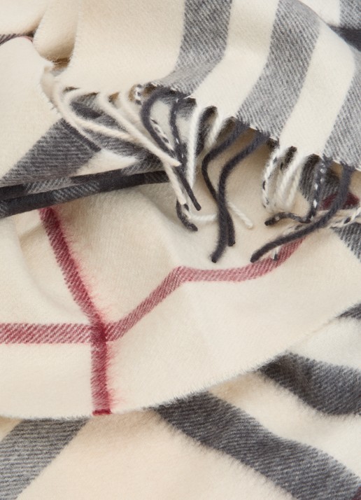 Burberry Sjaal van kasjmier met ruitdessin 170 x 30 cm  - detail 2 creme