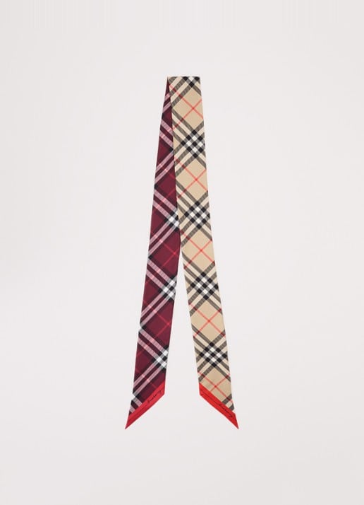 Burberry Sjaal van zijde 180 x 8 cm  - voorkant 2 rood