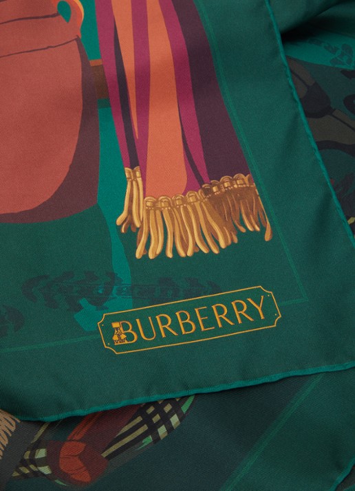 Burberry Sjaal van zijde met print 90 x 90 cm - detail 2 groen