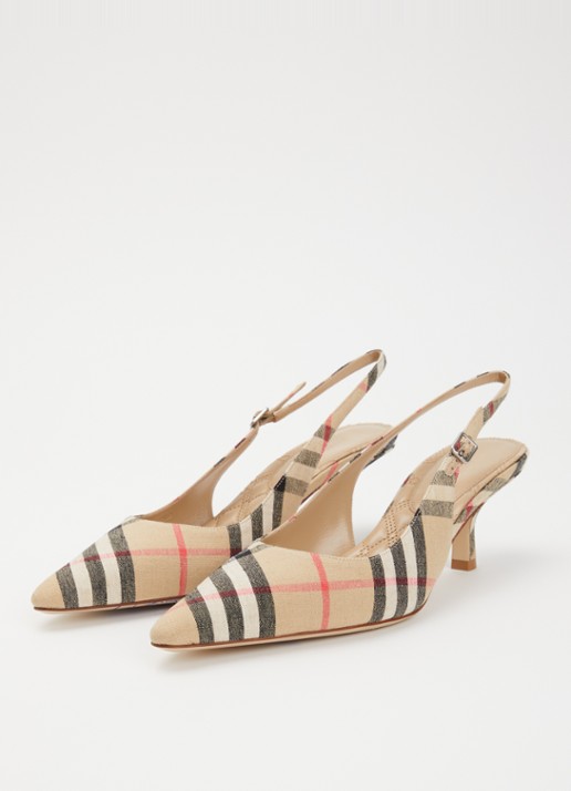 Burberry Slingback met ruitdessin - detail zand