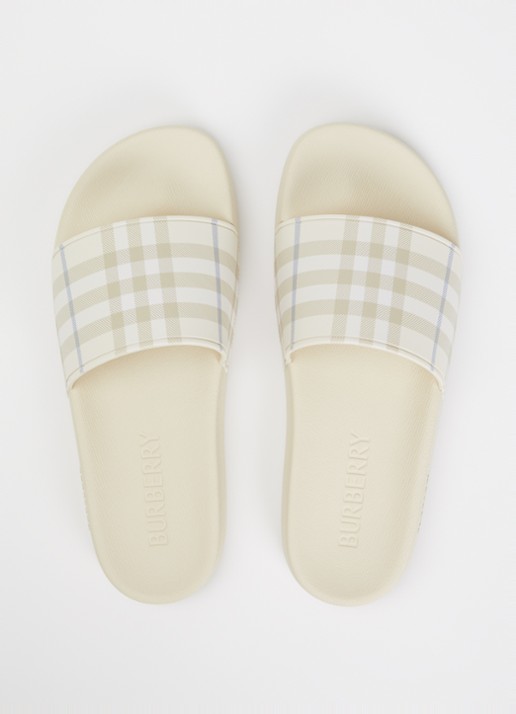Burberry Slipper met geruit dessin - detail 4 beige