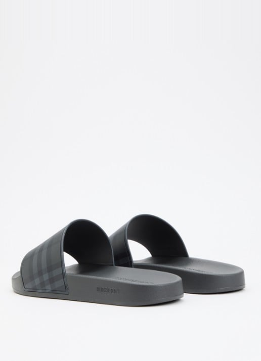 Burberry Slipper met logoprint - achterkant antraciet