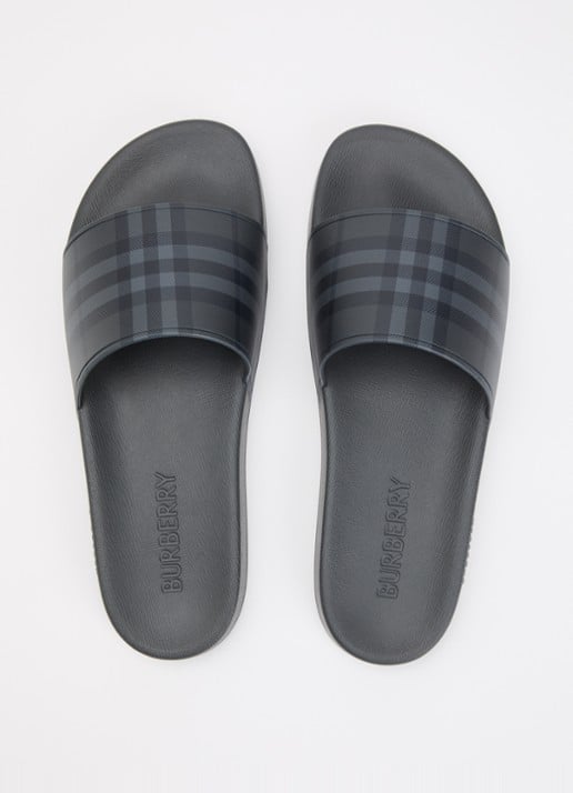 Burberry Slipper met logoprint - detail 3 antraciet