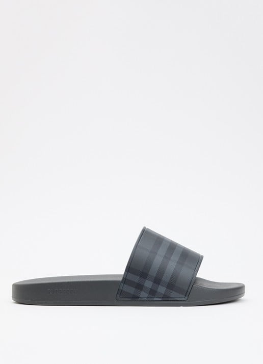 Burberry Slipper met logoprint - voorkant 6 antraciet